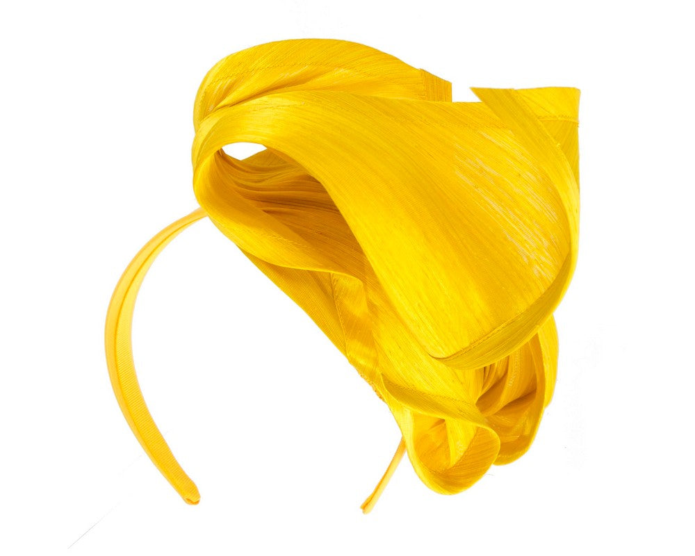 Yellow designers racing fascinator by Fillies Collection-5