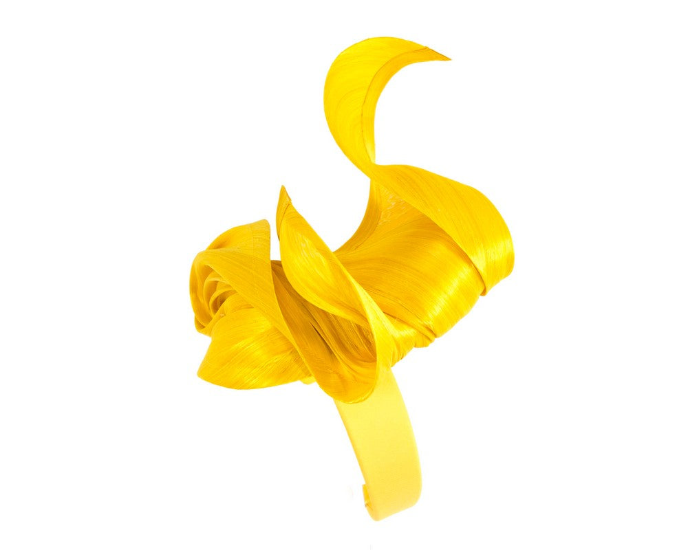 Yellow designers racing fascinator by Fillies Collection-2