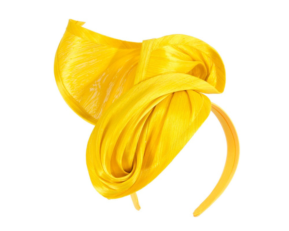 Yellow designers racing fascinator by Fillies Collection-1