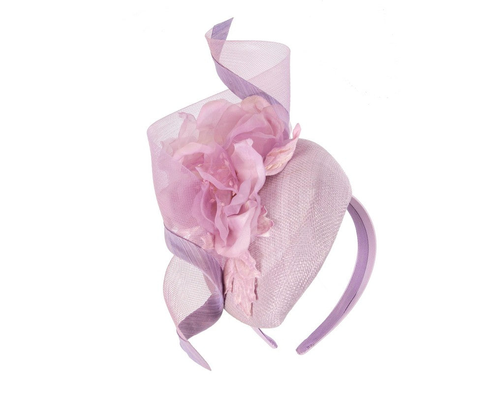 Lilac pillbox fascinator with flower by Fillies Collection-1