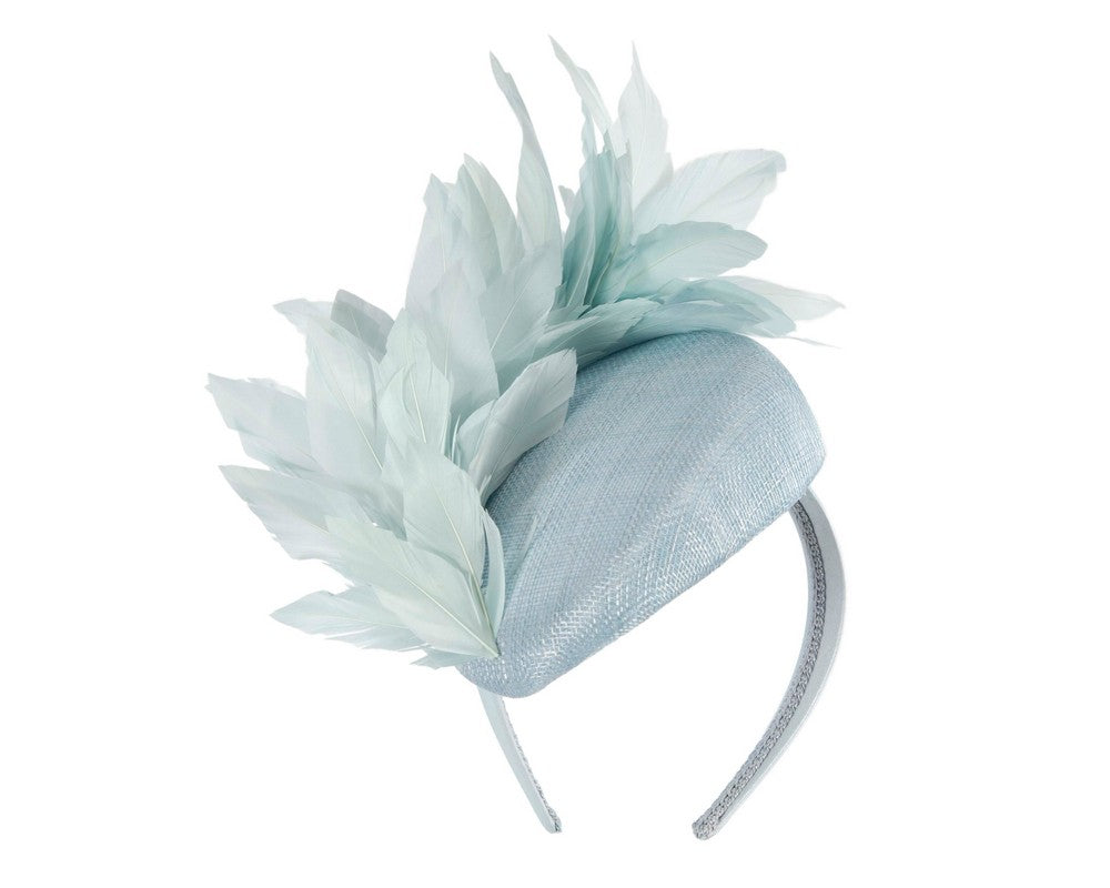 Light blue feather spring facing fascinator-1