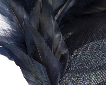 Navy feather spring facing fascinator
