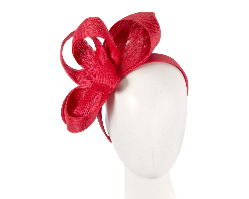 Red abaca loops racing fascinator by Fillies Collection-0