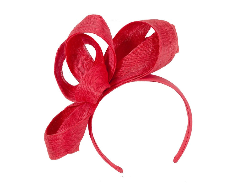 Red abaca loops racing fascinator by Fillies Collection-1