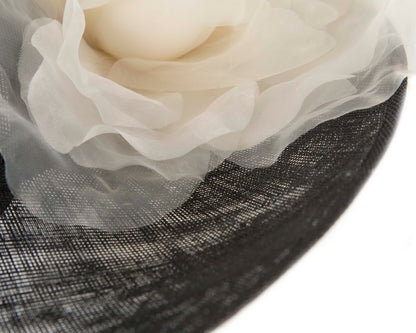 Large black & cream racing fascinator hat by Fillies Collection-4