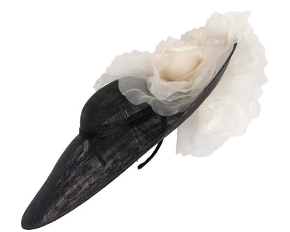 Large black & cream racing fascinator hat by Fillies Collection-2