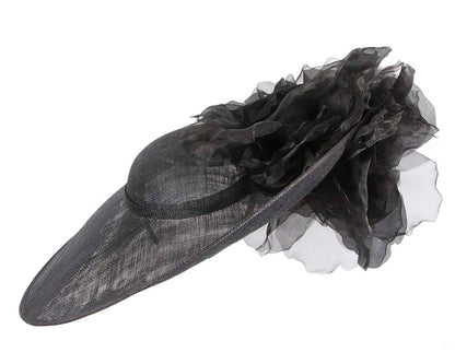 Large black racing fascinator hat by Fillies Collection