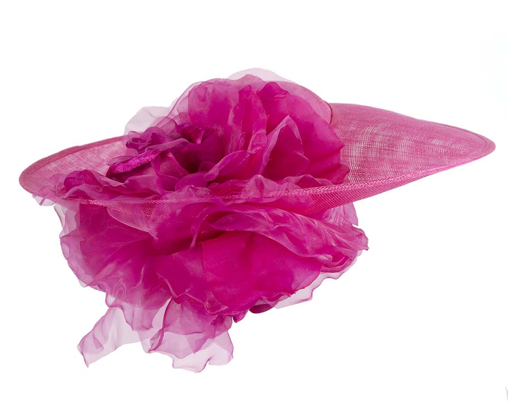 Large fuchsia racing fascinator hat by Fillies Collection-5