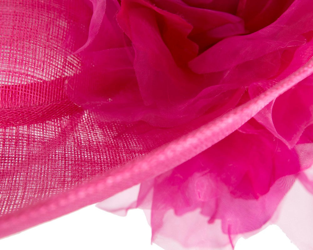Large fuchsia racing fascinator hat by Fillies Collection-4