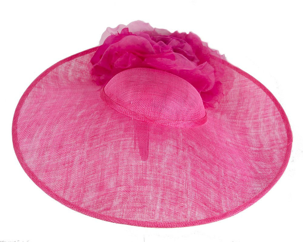 Large fuchsia racing fascinator hat by Fillies Collection-3
