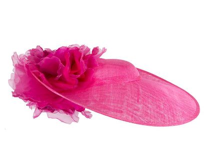 Large fuchsia racing fascinator hat by Fillies Collection-2