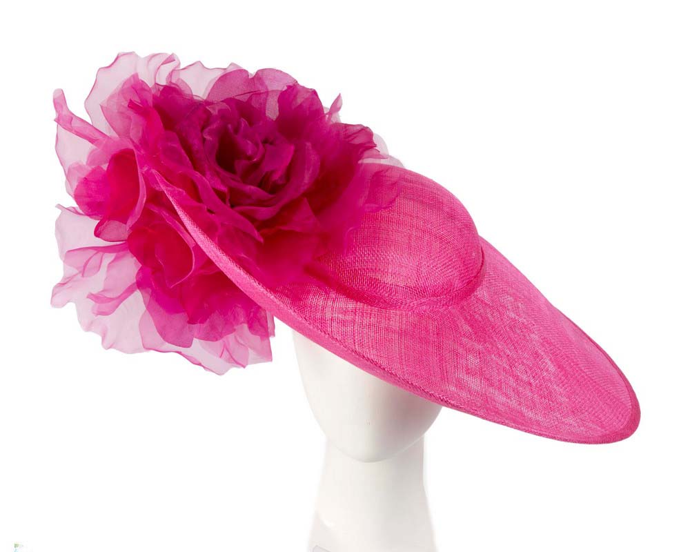 Large fuchsia racing fascinator hat by Fillies Collection-0