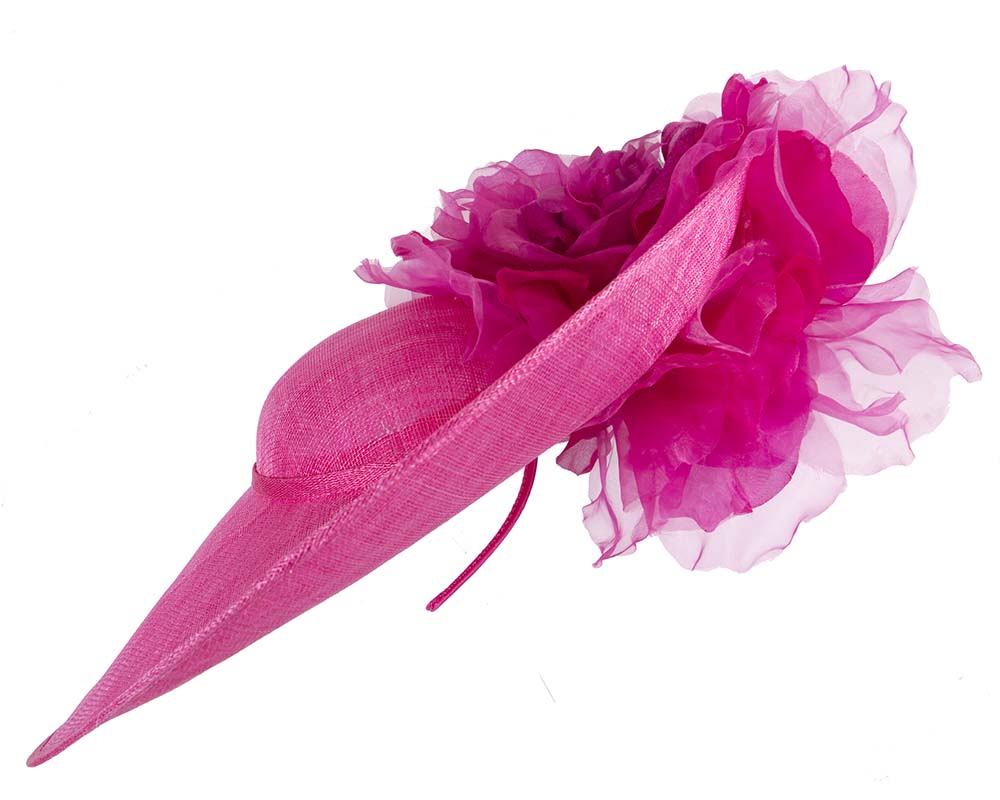 Large fuchsia racing fascinator hat by Fillies Collection-1