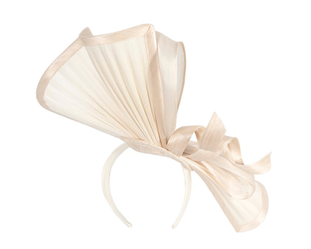Large cream jinsin racing fascinator by Fillies Collection-3