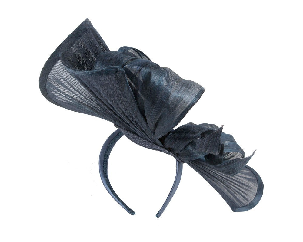 Large navy jinsin racing fascinator by Fillies Collection-3
