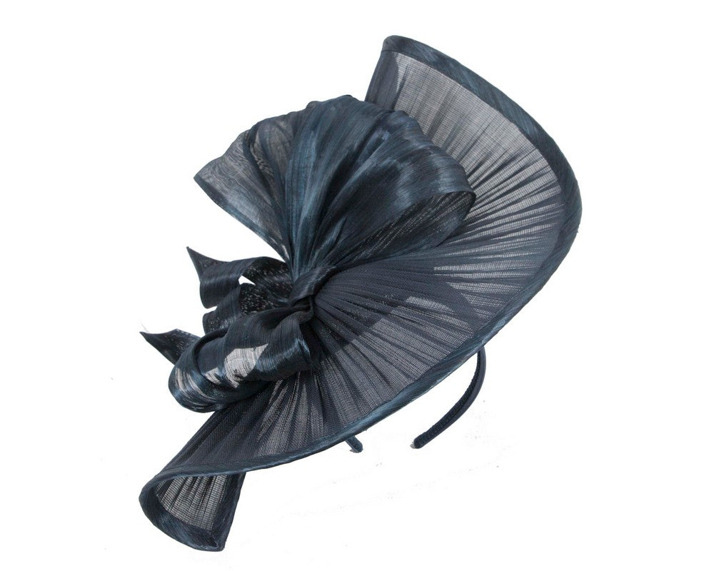 Large navy jinsin racing fascinator by Fillies Collection-1