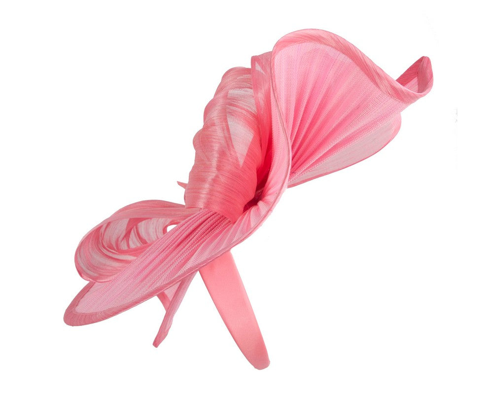 Large pink jinsin racing fascinator by Fillies Collection-2