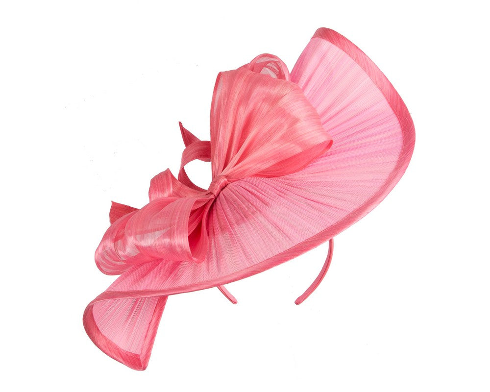 Large pink jinsin racing fascinator by Fillies Collection-1