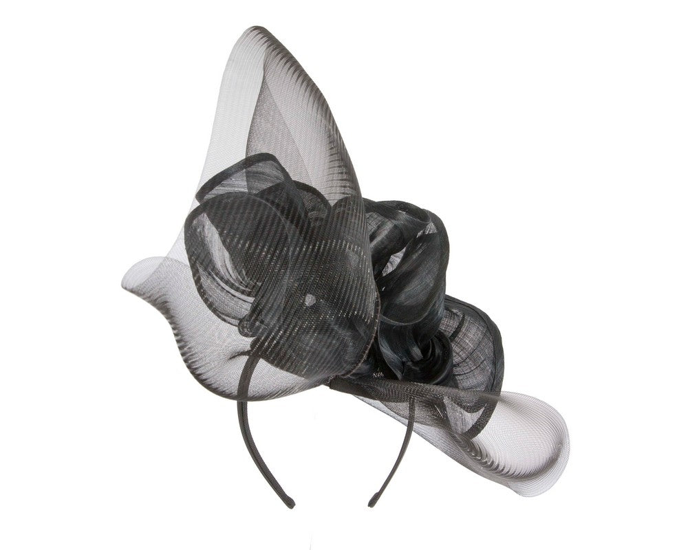 Large black racing fascinator by Fillies Collection-4