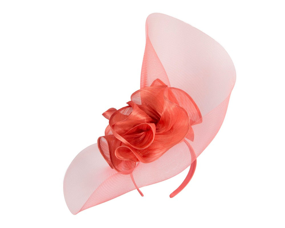 Large coral racing fascinator by Fillies Collection-1
