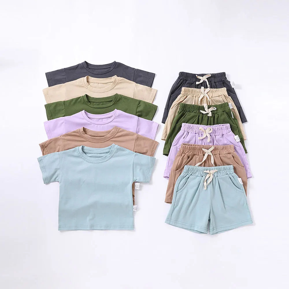 2-piece T-shirt and shorts tracksuit set for children Multivariant-1