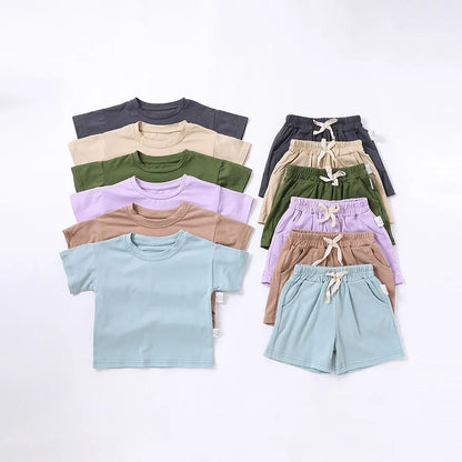 2-piece T-shirt and shorts tracksuit set for children Multivariant-1