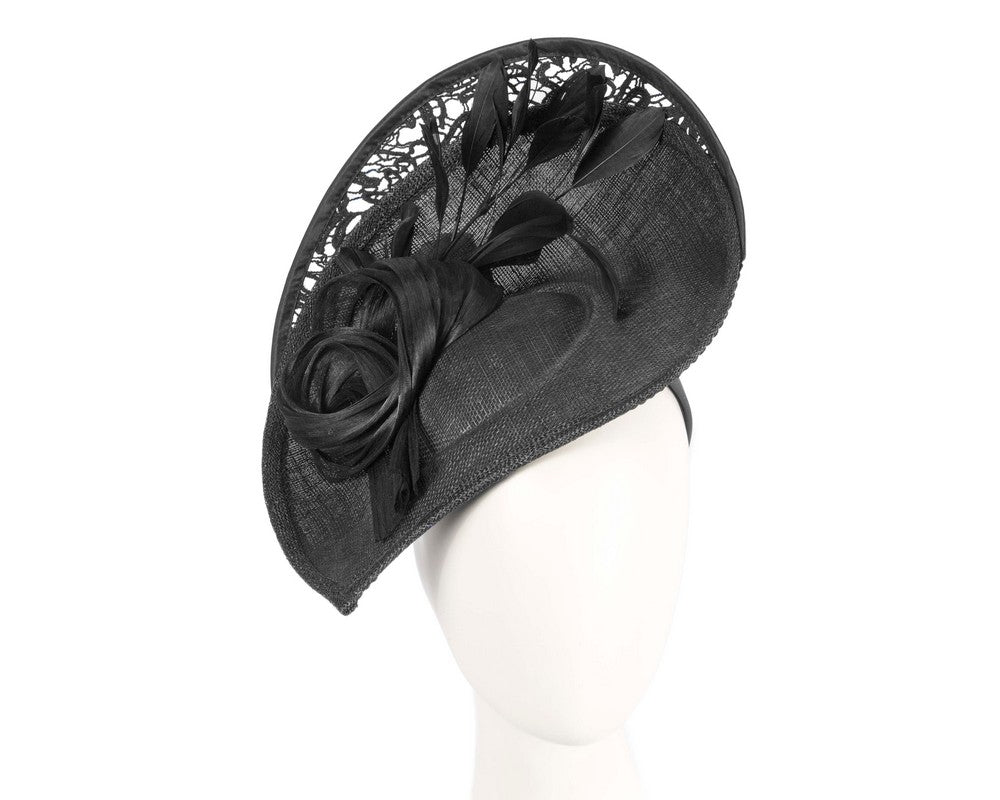 Bespoke black racing fascinator by Fillies Collection S293-0