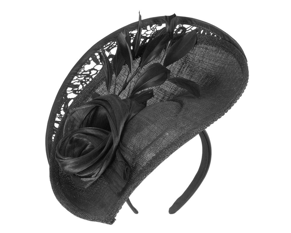 Bespoke black racing fascinator by Fillies Collection S293-1