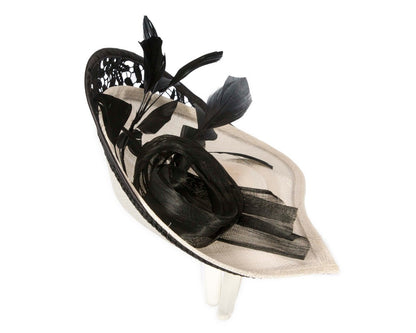 Bespoke cream & black racing fascinator by Fillies Collection-3