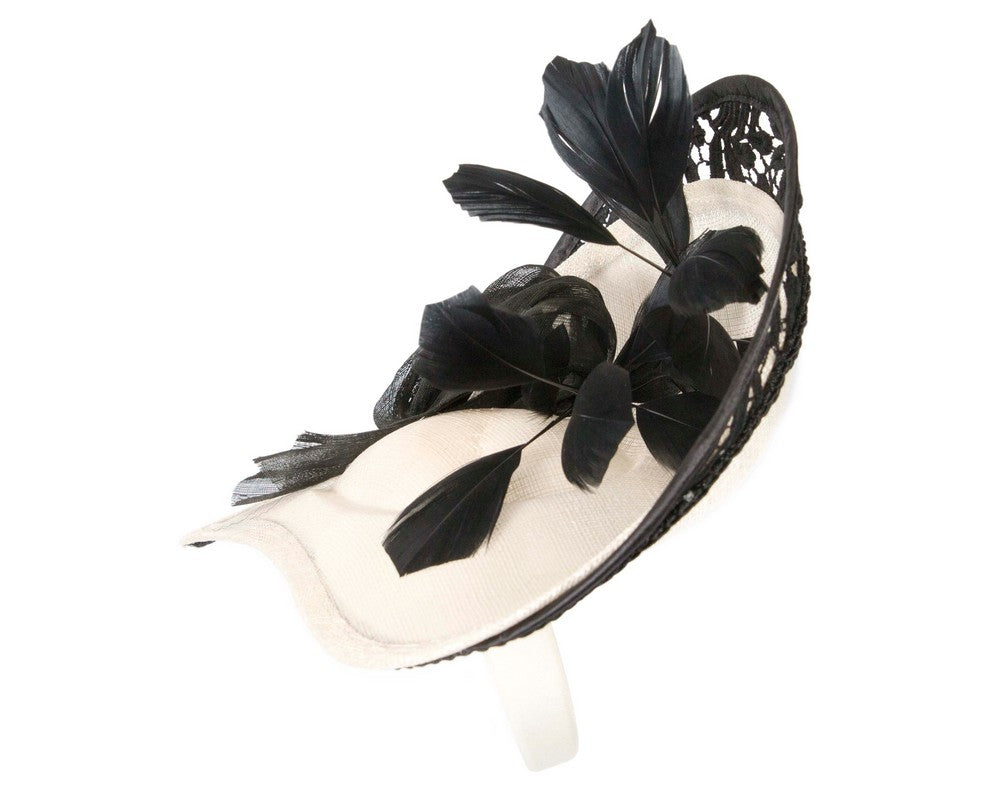 Bespoke cream & black racing fascinator by Fillies Collection-2