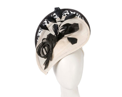 Bespoke cream & black racing fascinator by Fillies Collection-0