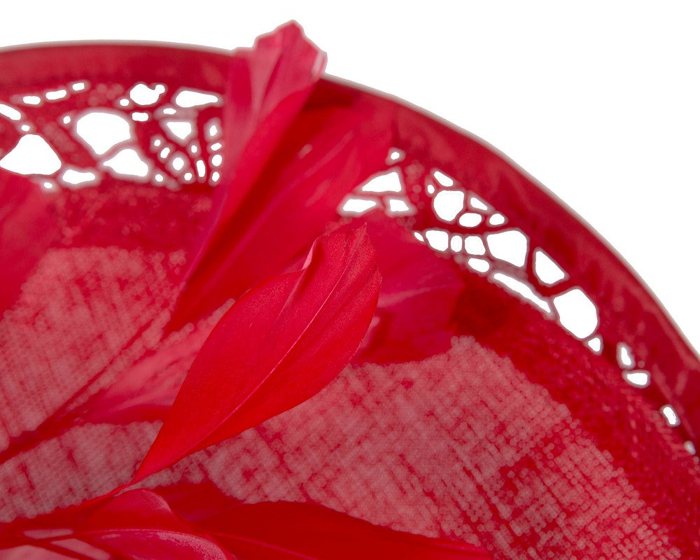 Bespoke red racing fascinator by Fillies Collection S293