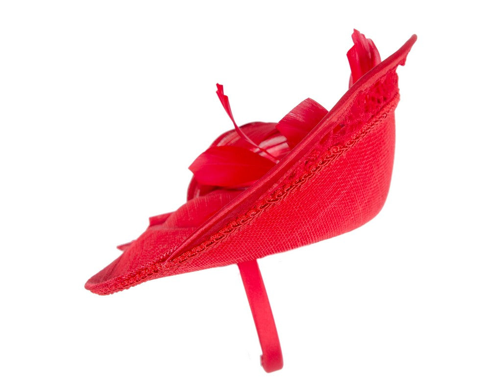 Bespoke red racing fascinator by Fillies Collection S293