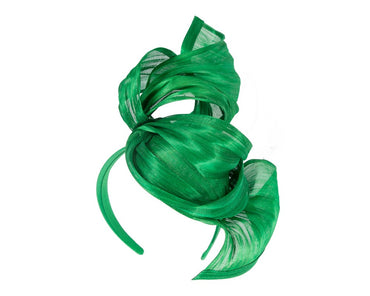 Bespoke green silk abaca fascinator by Fillies Collection