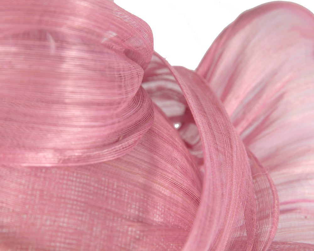 Bespoke dusty pink silk abaca fascinator by Fillies Collection