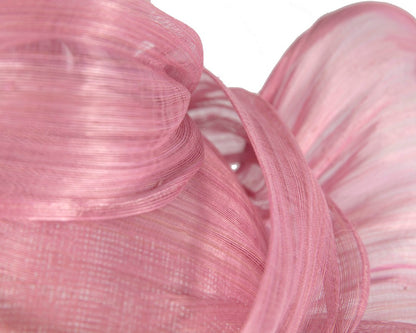 Bespoke dusty pink silk abaca fascinator by Fillies Collection