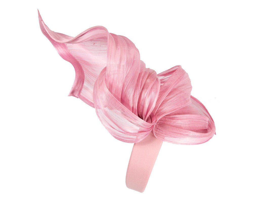 Bespoke dusty pink silk abaca fascinator by Fillies Collection