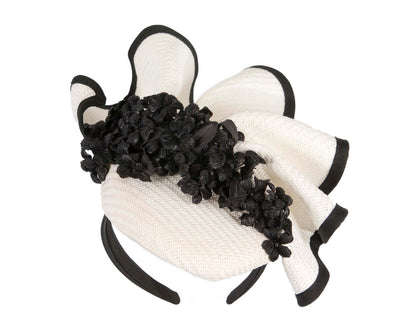 White & black pillbox with flowers by Fillies Collection
