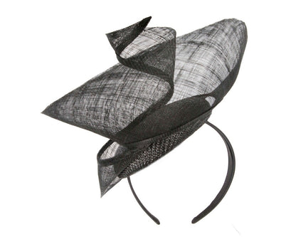 Bespoke black sinamay fascinator by Fillies Collection