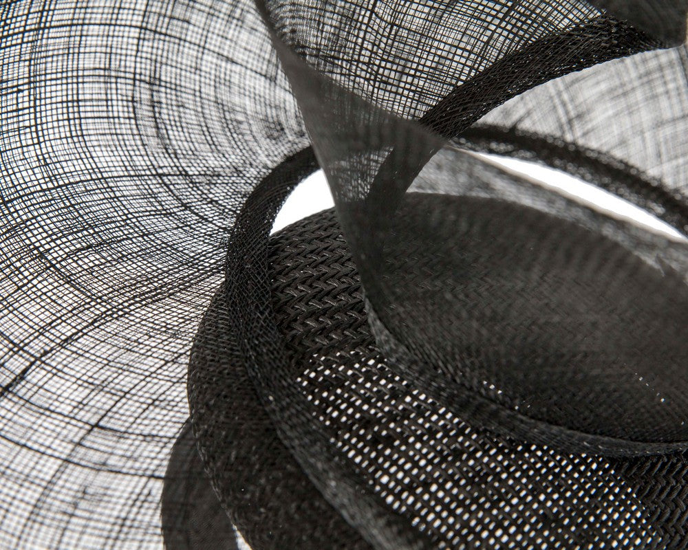 Bespoke black sinamay fascinator by Fillies Collection