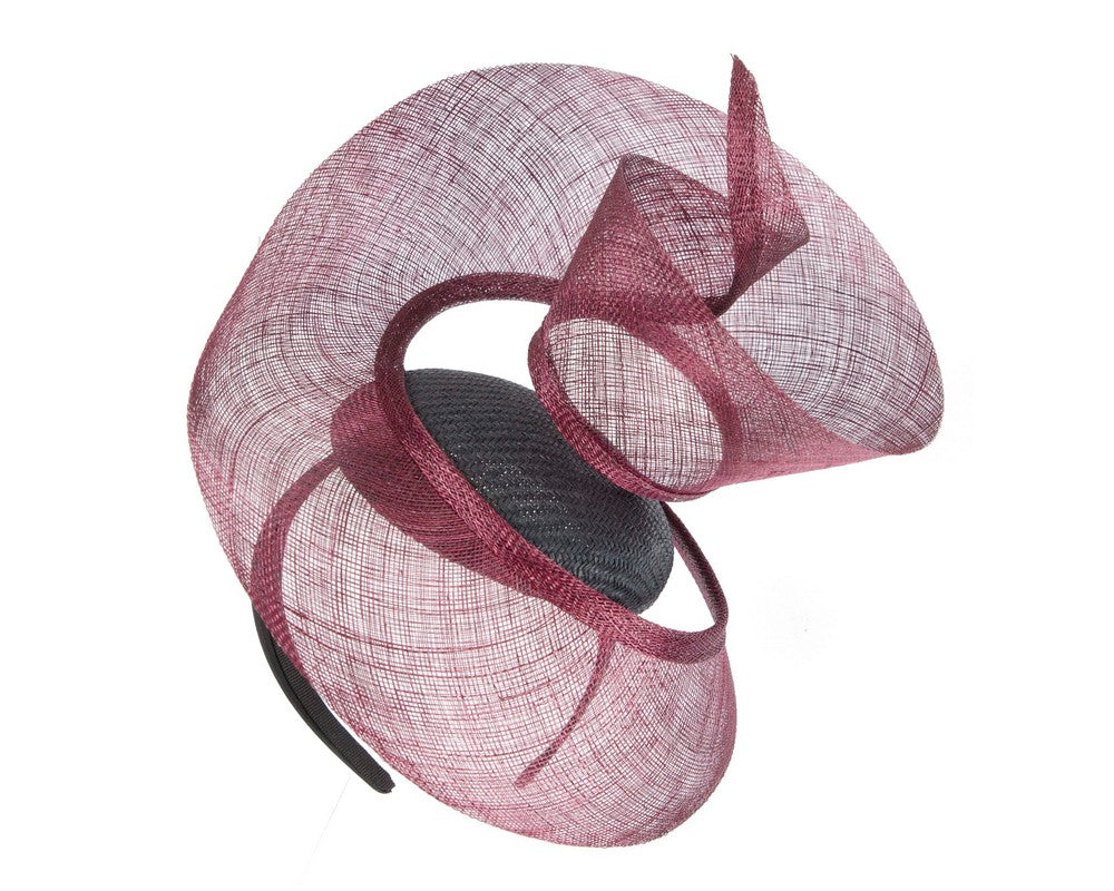 Bespoke navy & wine sinamay fascinator by Fillies Collection-1