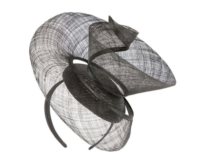 Bespoke black sinamay fascinator by Fillies Collection
