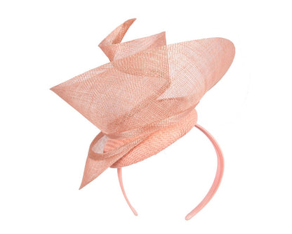 Bespoke coral sinamay fascinator by Fillies Collection-5