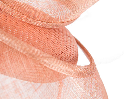 Bespoke coral sinamay fascinator by Fillies Collection-4