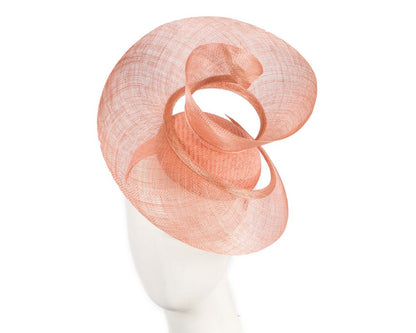 Bespoke coral sinamay fascinator by Fillies Collection-0