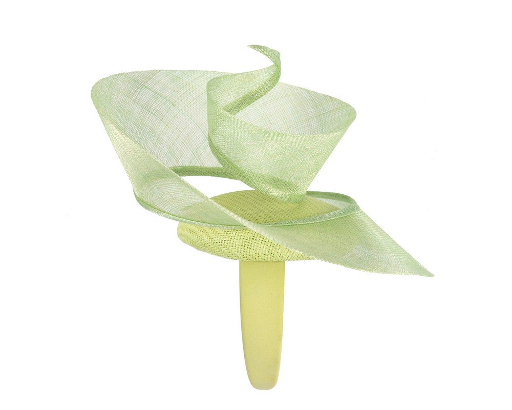 Bespoke lime sinamay fascinator by Fillies Collection-3