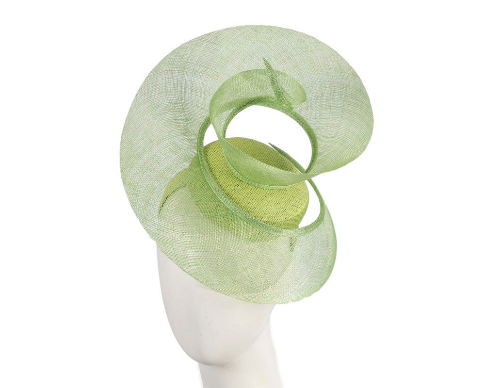 Bespoke lime sinamay fascinator by Fillies Collection-0