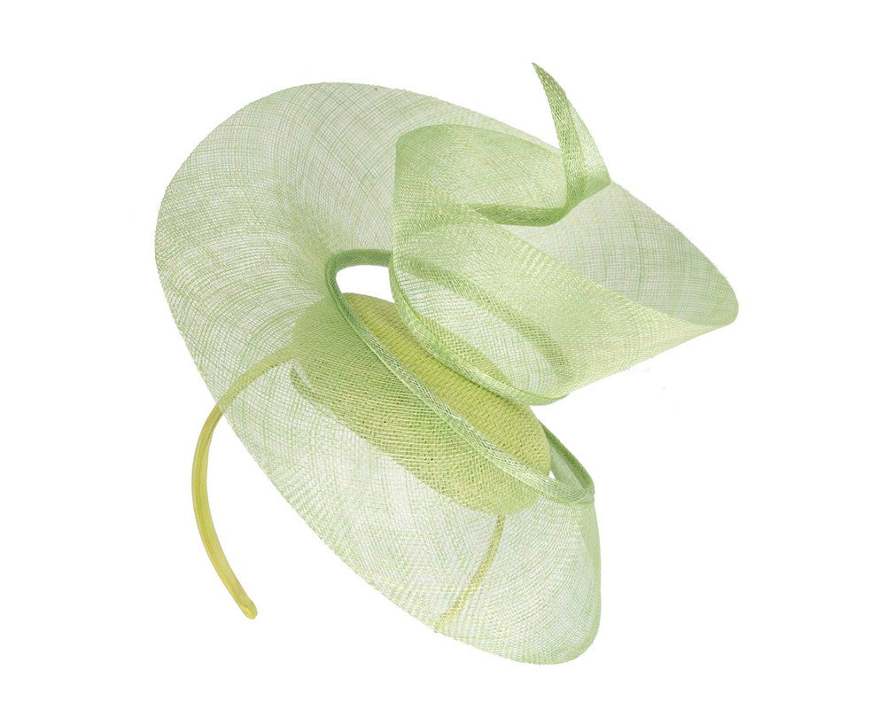 Bespoke lime sinamay fascinator by Fillies Collection-1