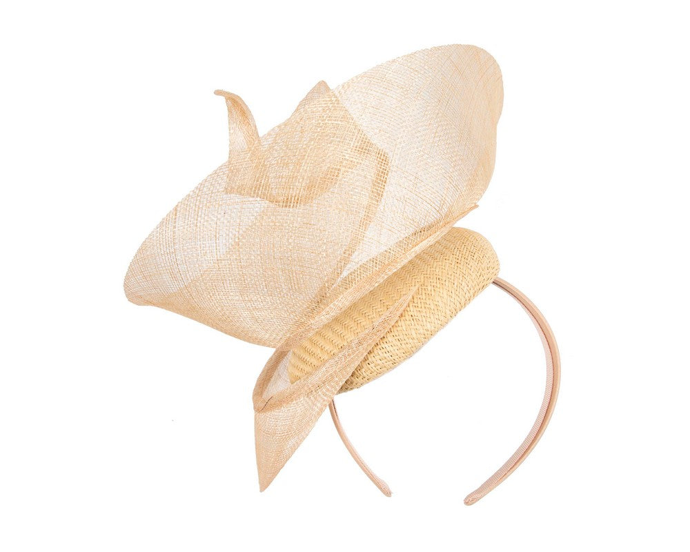 Bespoke nude sinamay fascinator by Fillies Collection-5