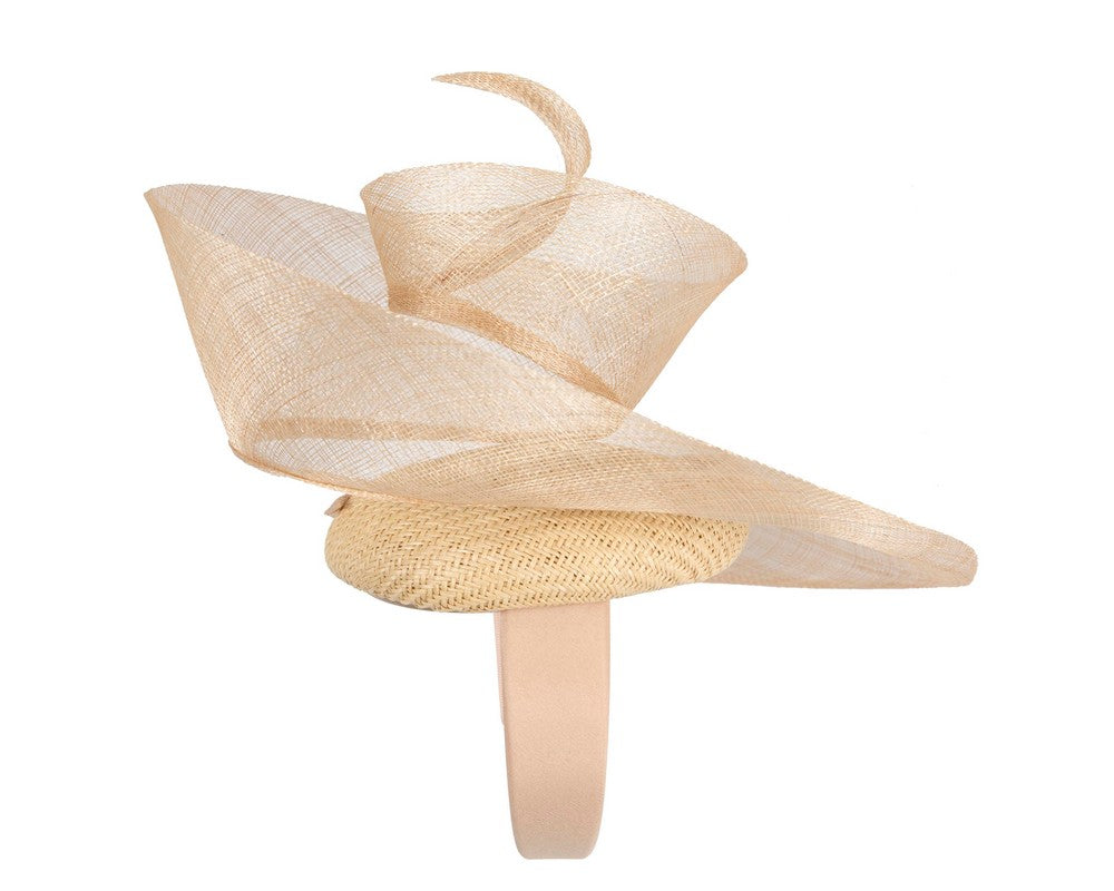 Bespoke nude sinamay fascinator by Fillies Collection-3